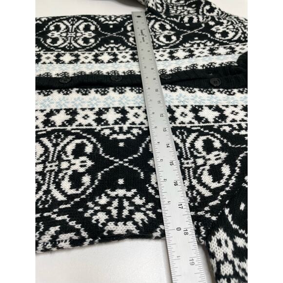 Vintage National Fair Isle Sweater Button Front Cardigan Black White Womens Sz S - Picture 8 of 9